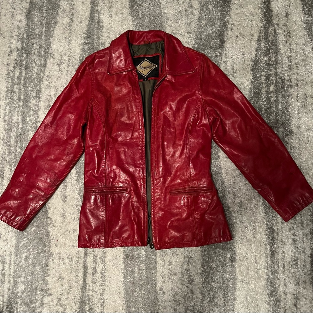 Red leather jacket size S